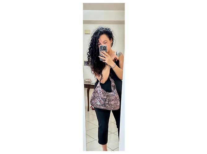 Autre Marque Gucci Jackie Hobo em Couro Estampado de Píton – Vintage Rosa - vista 2