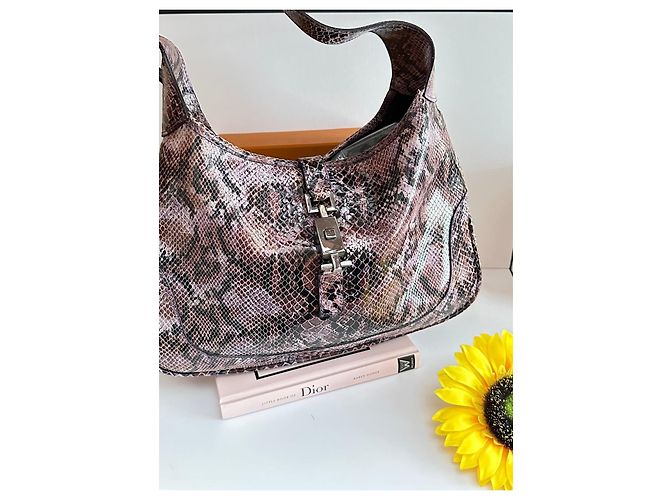Autre Marque Gucci Jackie Hobo em Couro Estampado de Píton – Vintage Rosa - vista 3