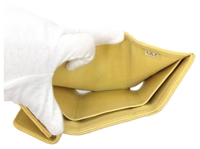 Chanel Coco Mark Tri-fold Wallet Yellow - view 10