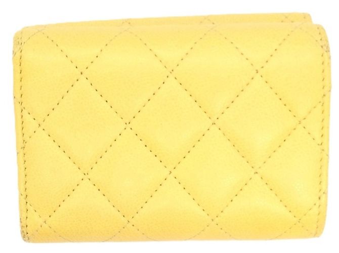 Chanel Coco Mark Tri-fold Wallet Yellow - view 3