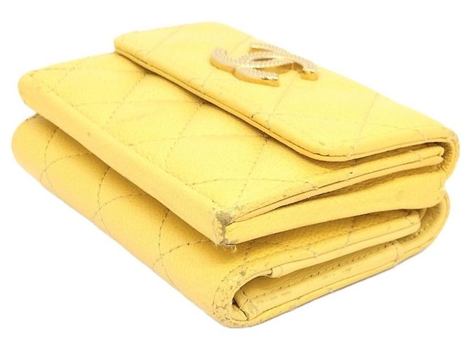 Chanel Coco Mark Tri-fold Wallet Yellow - view 4