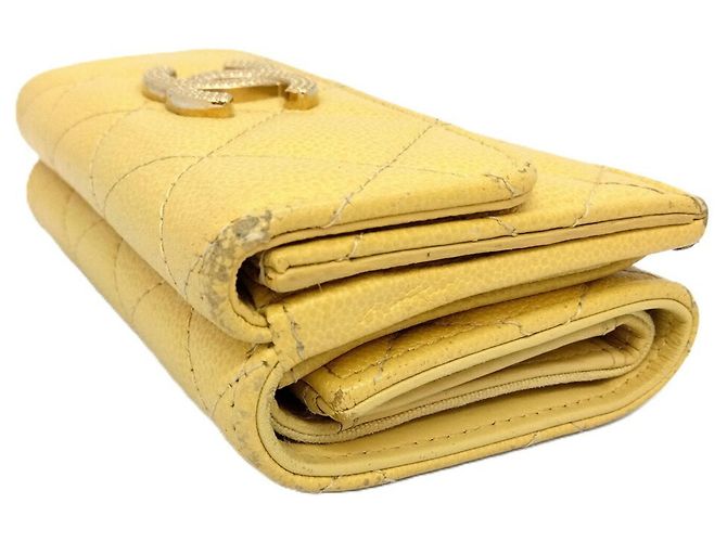 Chanel Coco Mark Tri-fold Wallet Yellow - view 7