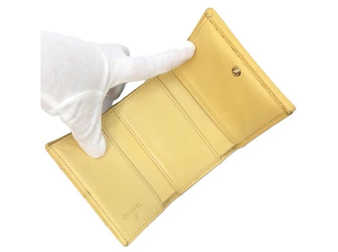 Chanel Coco Mark Tri-fold Wallet Yellow - view 8