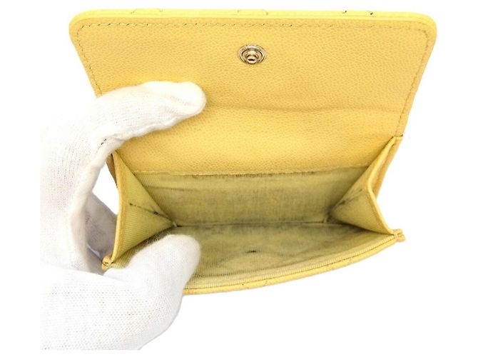 Chanel Coco Mark Tri-fold Wallet Yellow - view 9