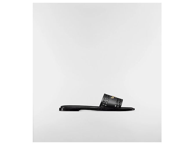 Dior D-Lane Sandale aus schwarzem Kalbsleder mit perforiertem Microcannage-Muster - Ansicht 7
