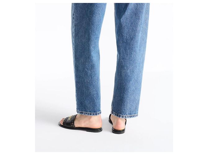 Dior D-Lane Sandale aus schwarzem Kalbsleder mit perforiertem Microcannage-Muster - Ansicht 9
