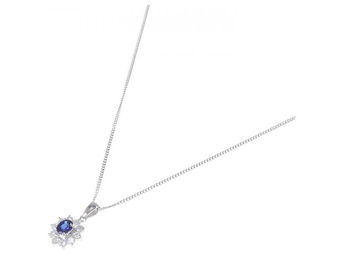 Autre Marque Collana in zaffiro e diamante Pt850 Argento - vista 2