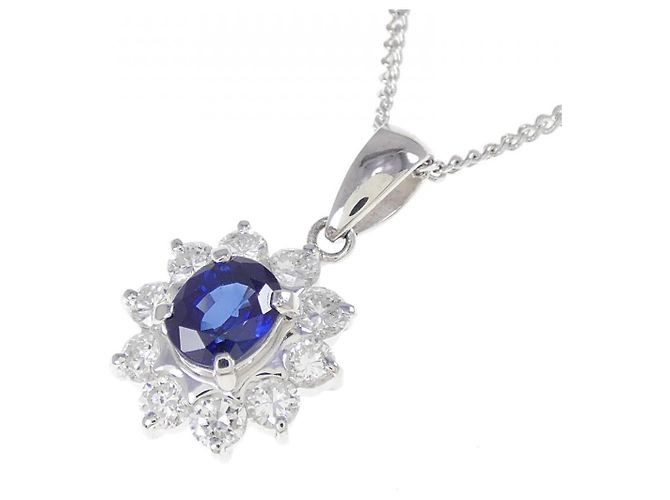Autre Marque Collana in zaffiro e diamante Pt850 Argento - vista 3