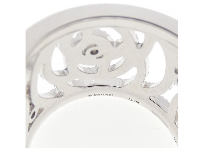 Timeless Chanel Camelia Ring aus Weißgold mit Diamanten Größe 12 Silber - Ansicht 4