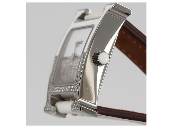 Relógio H da Hermès Double Tour em aço inoxidável com quartzo Branco - vista 3