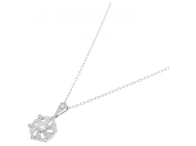 Autre Marque Platin-Diamant-Halskette Silber - Ansicht 2