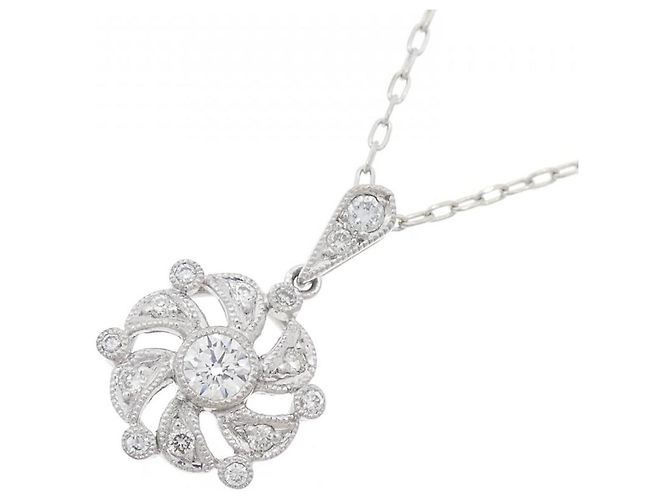 Autre Marque Platin-Diamant-Halskette Silber - Ansicht 3