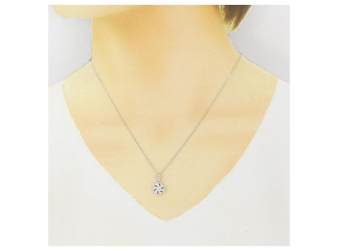Autre Marque Platin-Diamant-Halskette Silber - Ansicht 6