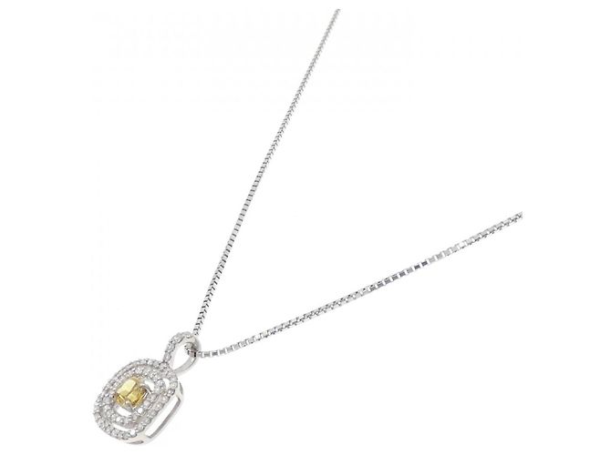 Autre Marque PT900 PT850 Diamond Necklace Silvery - view 2