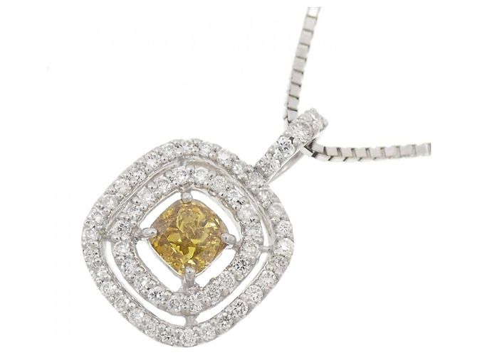 Autre Marque PT900 PT850 Diamond Necklace Silvery - view 3
