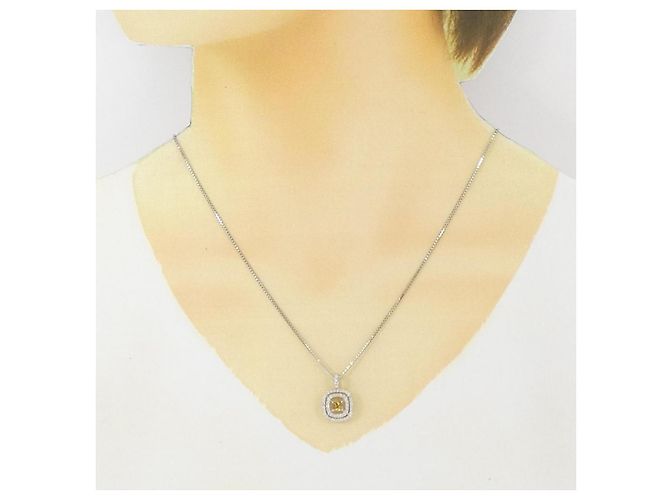 Autre Marque PT900 PT850 Diamond Necklace Silvery - view 6