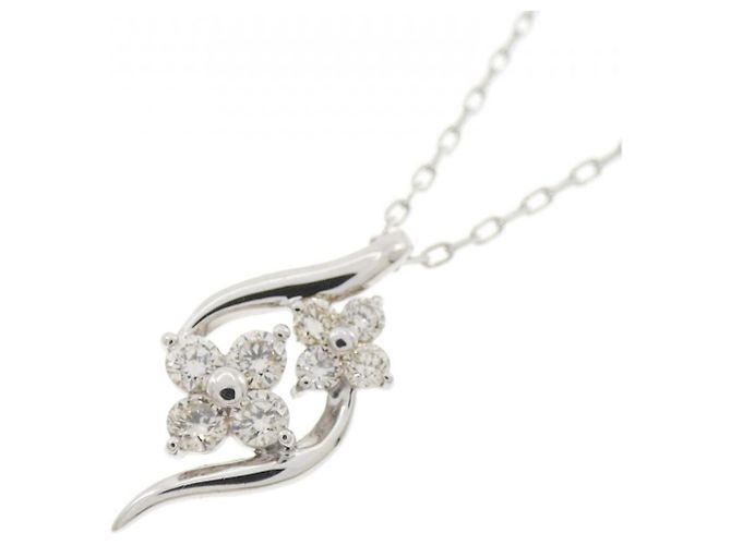 Autre Marque PT950 PT850 Platin-Diamant-Halskette Silber - Ansicht 3