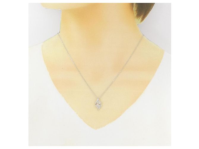 Autre Marque PT950 PT850 Platin-Diamant-Halskette Silber - Ansicht 6