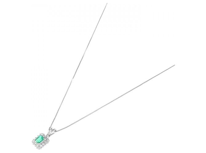 Autre Marque Smaragd-Diamant-Halskette Pt900 Pt850 Grün - view 2