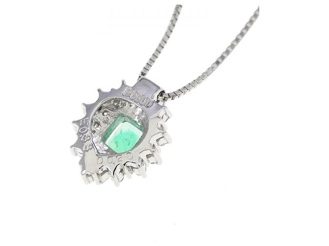 Autre Marque Collana in platino Pt900 Pt850 con smeraldi Verde - vista 4