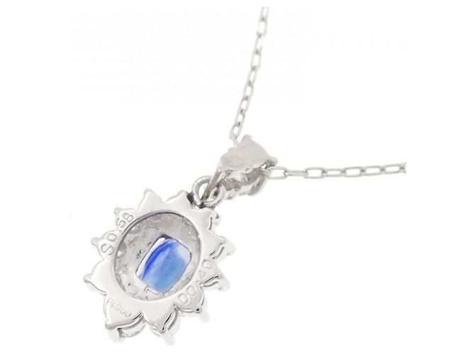 Autre Marque Collana in Zaffiro e Diamante Pt900 Pt850 Argento - vista 4