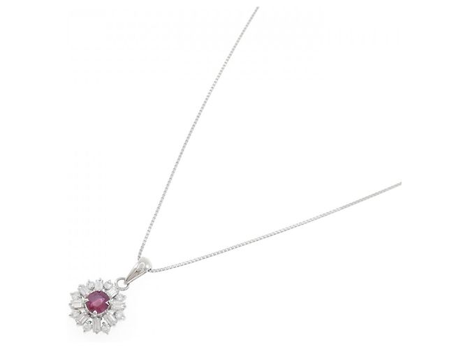 Autre Marque Collana in platino con rubini e diamanti Rosso - vista 2