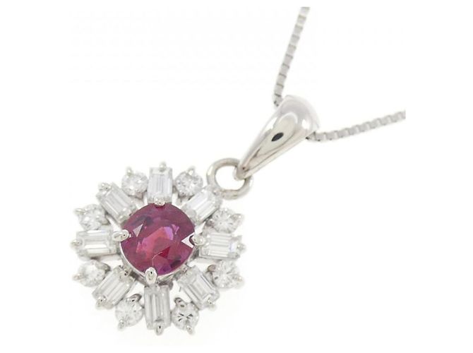 Autre Marque Collana in platino con rubini e diamanti Rosso - vista 3