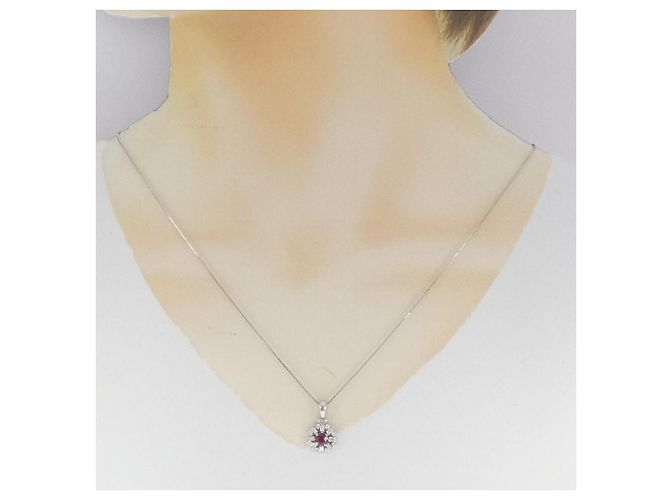 Autre Marque Collana in platino con rubini e diamanti Rosso - vista 6