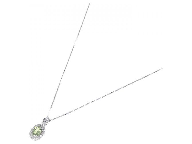 Autre Marque Collana in oro bianco Au750 con granato demantoide e diamanti Argento - vista 2