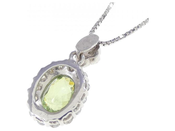 Autre Marque Collana in oro bianco Au750 con granato demantoide e diamanti Argento - vista 4