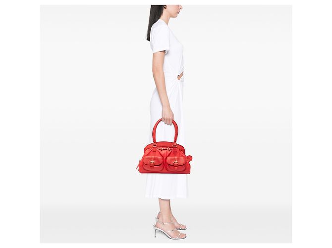 Borsa My Dior Frame grande in pelle di vitello rossa - vista 7