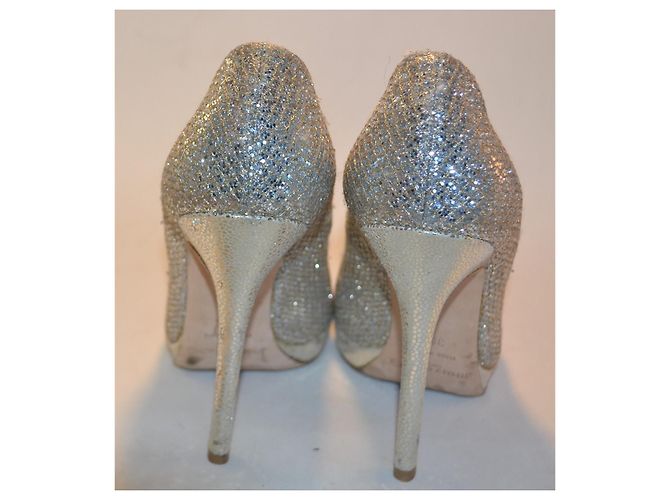 Jimmy Choo Sandali Aperti Moon Glitter Argentati Pelle 35.5 IT Argento - vista 3