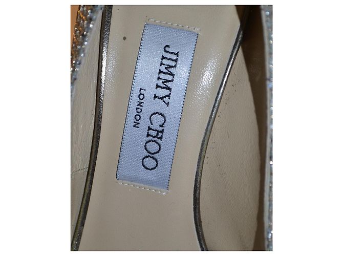Jimmy Choo Sandali Aperti Moon Glitter Argentati Pelle 35.5 IT Argento - vista 7