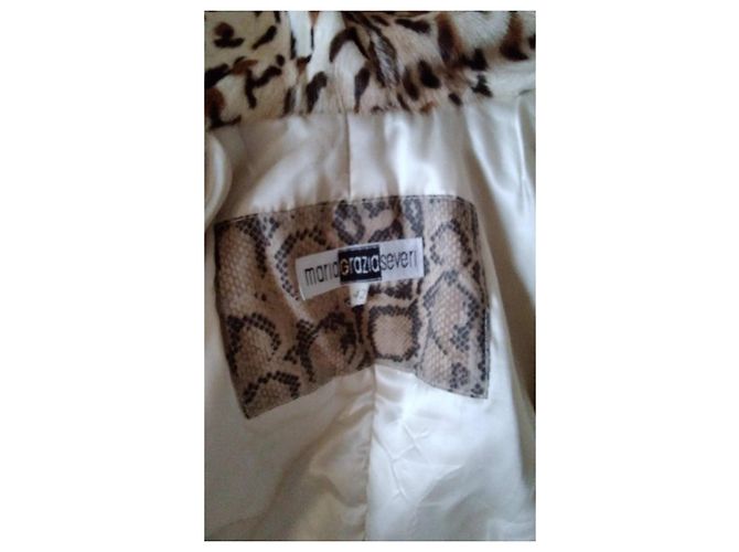 Autre Marque Abrigo largo de lana beige Maria Grazia Severi con piel sintética - vista 13