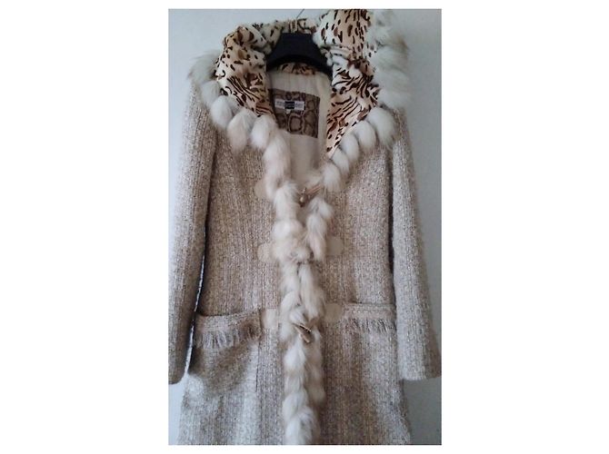 Autre Marque Abrigo largo de lana beige Maria Grazia Severi con piel sintética - vista 2