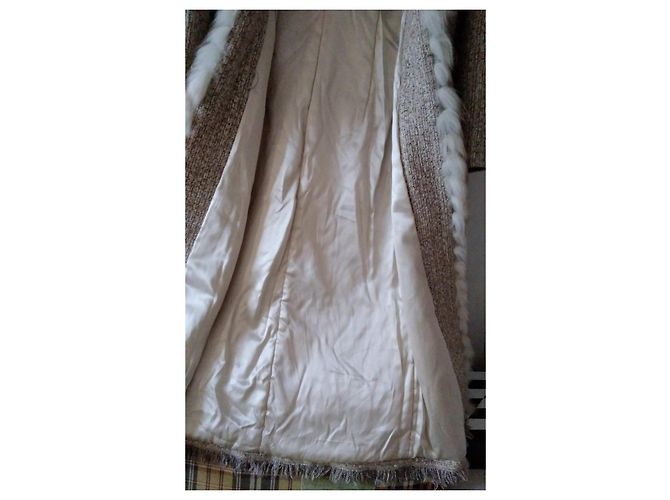 Autre Marque Abrigo largo de lana beige Maria Grazia Severi con piel sintética - vista 5