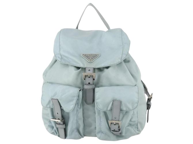 PRADA Rucksack aus Nylon hellblau Silber Auth BA9058 - Ansicht 13