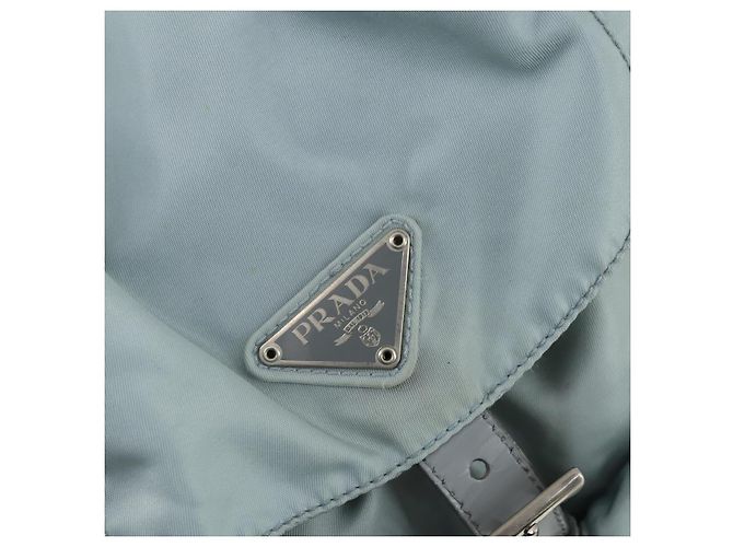 PRADA Rucksack aus Nylon hellblau Silber Auth BA9058 - Ansicht 19