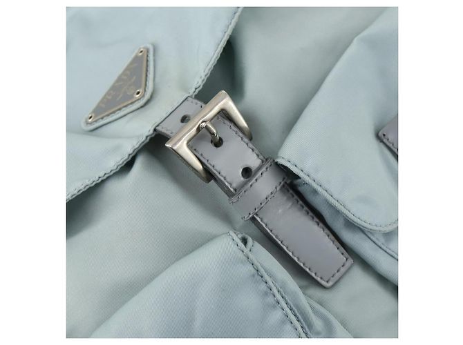 PRADA Rucksack aus Nylon hellblau Silber Auth BA9058 - Ansicht 20