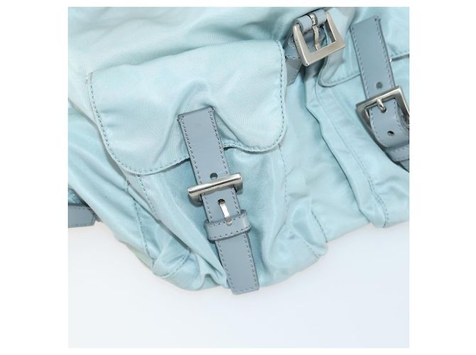 PRADA Rucksack aus Nylon hellblau Silber Auth BA9058 - Ansicht 27