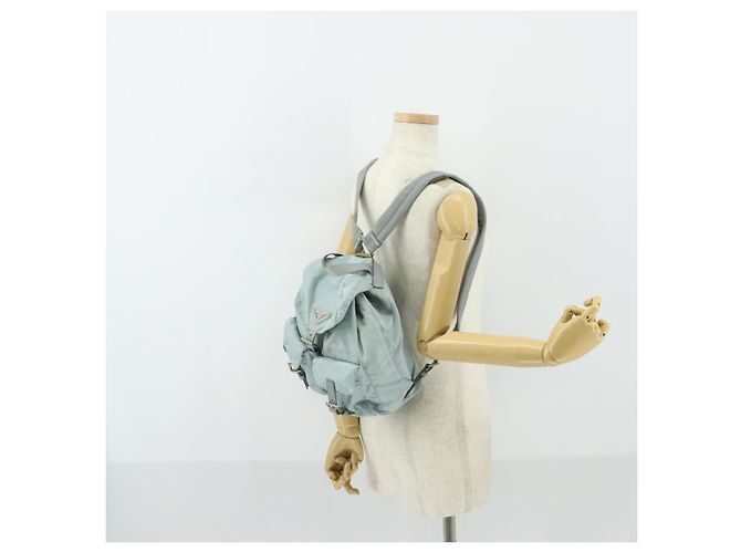 PRADA Rucksack aus Nylon hellblau Silber Auth BA9058 - Ansicht 29