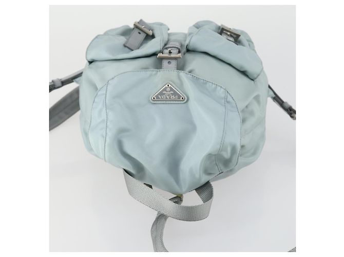 PRADA Rucksack aus Nylon hellblau Silber Auth BA9058 - Ansicht 6