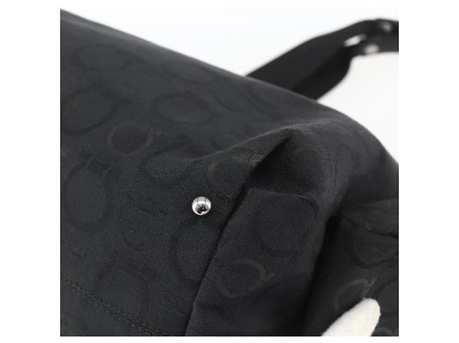 Gancini Tote Bag aus Nylon in Schwarz und Silber von Salvatore Ferragamo Auth BA9401 - Ansicht 15