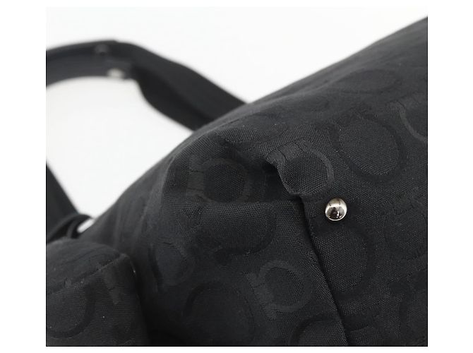 Gancini Tote Bag aus Nylon in Schwarz und Silber von Salvatore Ferragamo Auth BA9401 - Ansicht 16