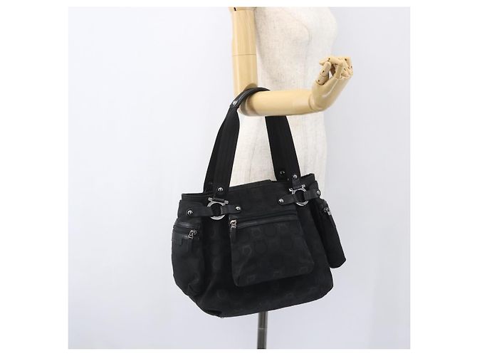 Gancini Tote Bag aus Nylon in Schwarz und Silber von Salvatore Ferragamo Auth BA9401 - Ansicht 21