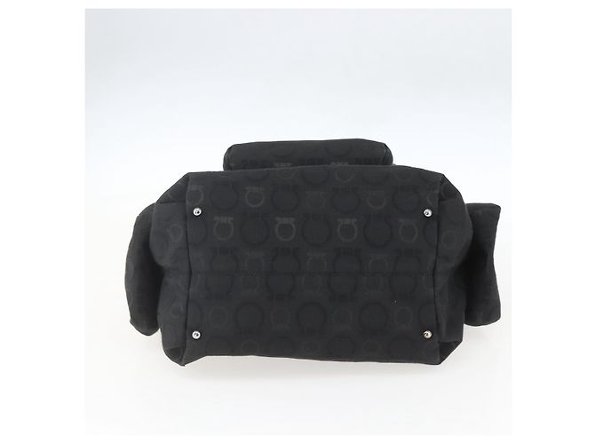 Gancini Tote Bag aus Nylon in Schwarz und Silber von Salvatore Ferragamo Auth BA9401 - Ansicht 5