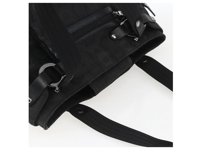 Gancini Tote Bag aus Nylon in Schwarz und Silber von Salvatore Ferragamo Auth BA9401 - Ansicht 6