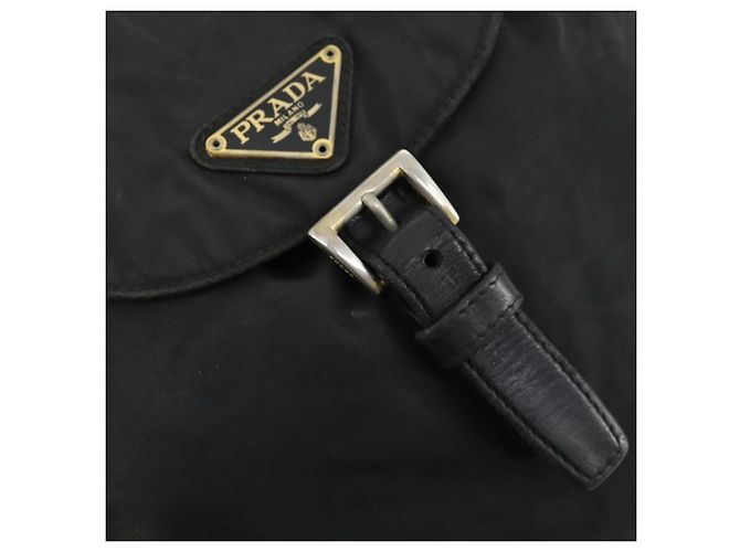 Zaino PRADA in nylon nero e oro Auth ka1273 D'oro - vista 10
