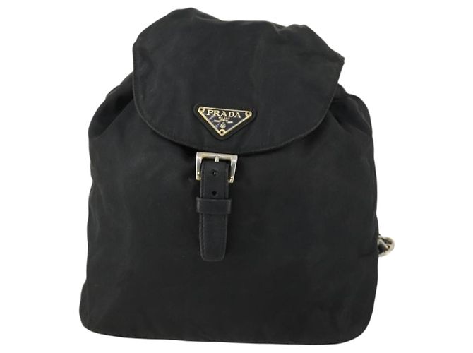 Zaino PRADA in nylon nero e oro Auth ka1273 D'oro - vista 13