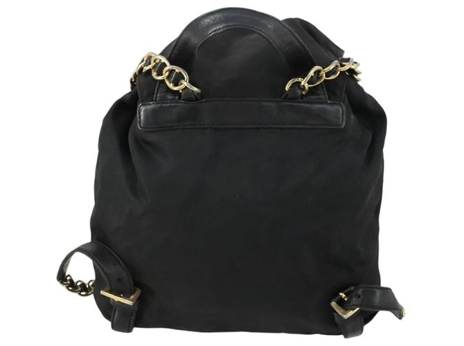 Zaino PRADA in nylon nero e oro Auth ka1273 D'oro - vista 2